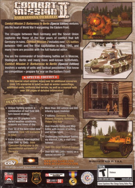 Back Cover for Combat Mission II: Barbarossa to Berlin (Windows) (Retail version patched at 1.03)