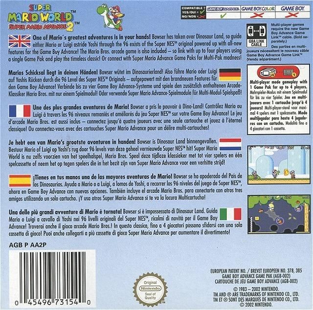 Back Cover for Super Mario World: Super Mario Advance 2 (Game Boy Advance)