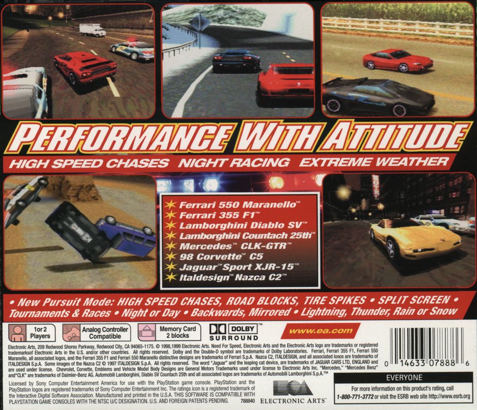 Back Cover for Need for Speed III: Hot Pursuit (PlayStation) (Greatest Hits release)