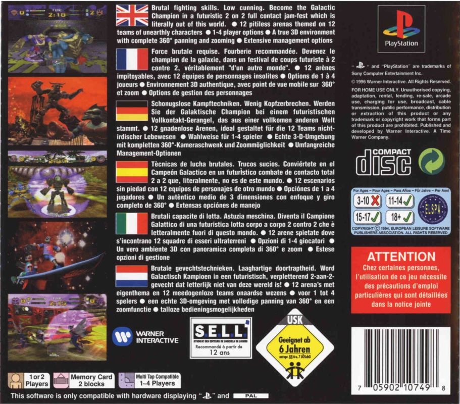 Back Cover for Pitball (PlayStation)