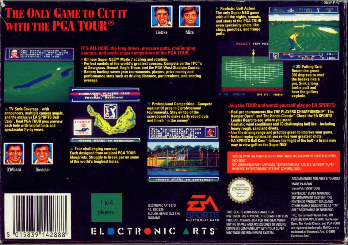 Back Cover for PGA Tour Golf (SNES)