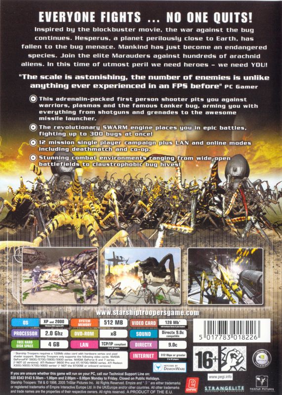 Back Cover for Starship Troopers (Windows)