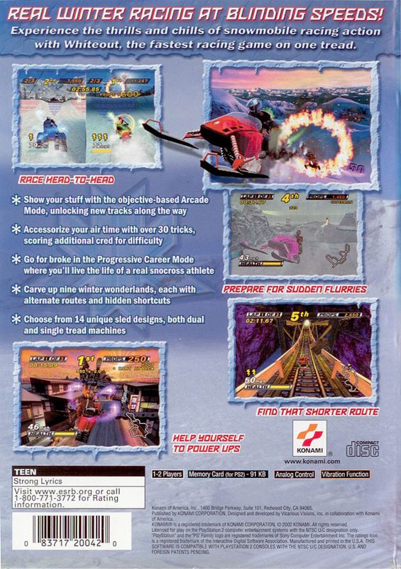 Back Cover for Whiteout (PlayStation 2)