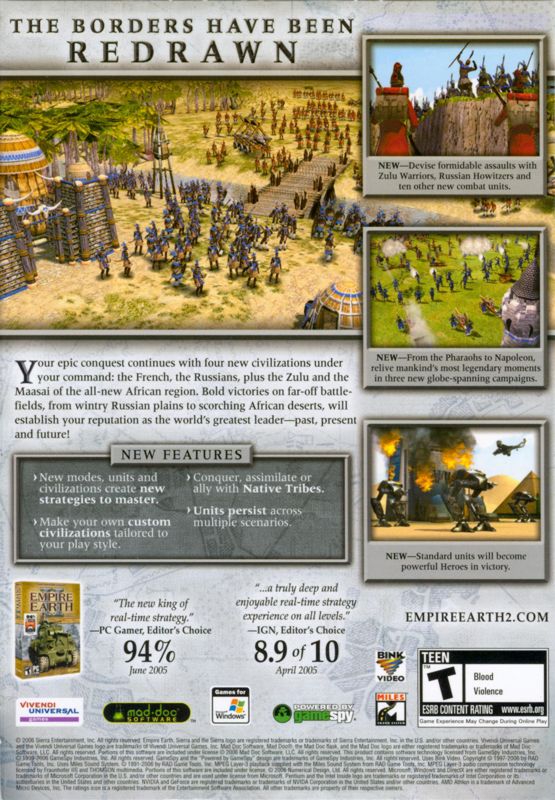 Back Cover for Empire Earth II: The Art of Supremacy (Windows)