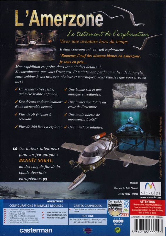 Back Cover for Amerzone: The Explorer's Legacy (Windows)