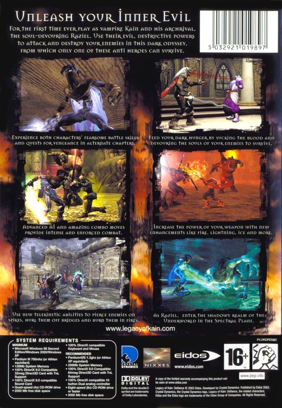 Back Cover for Legacy of Kain: Defiance (Windows)