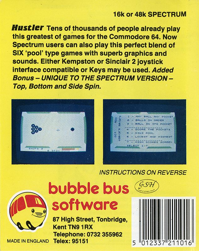 Back Cover for Minnesota Fats' Pool Challenge (ZX Spectrum)
