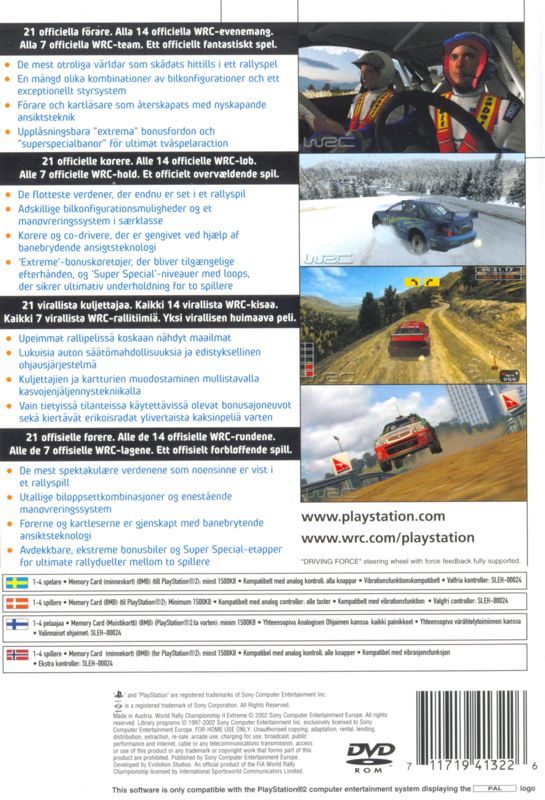 Back Cover for WRC II Extreme (PlayStation 2)