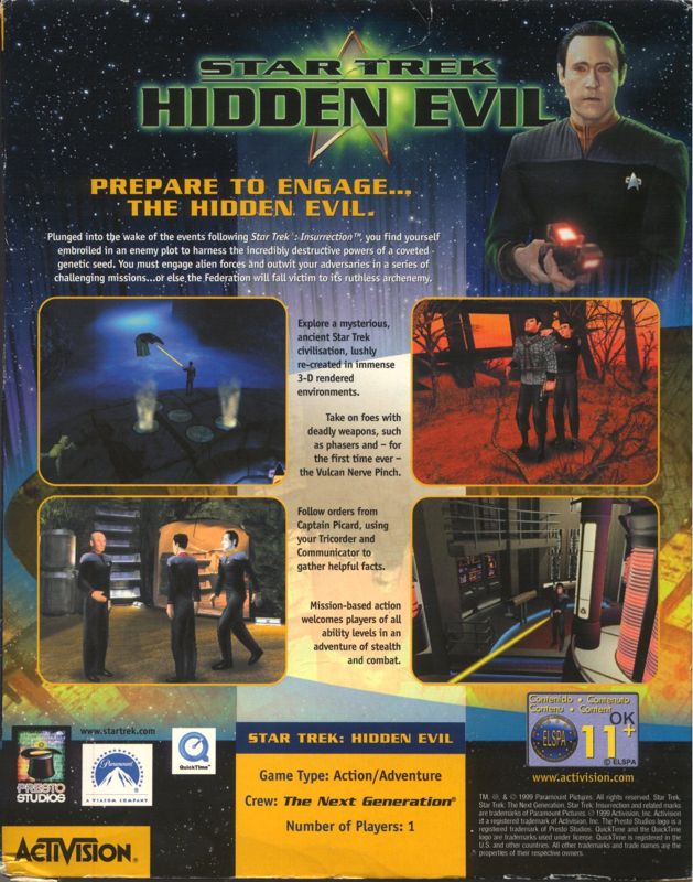 Back Cover for Star Trek: Hidden Evil (Windows)