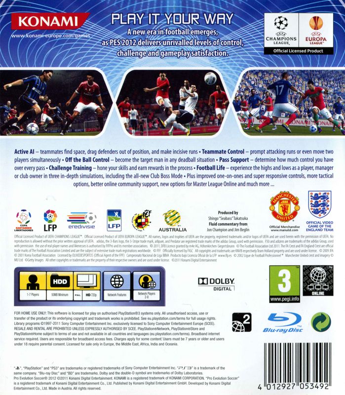 Pro Evolution Soccer 2012 - Playstation 3