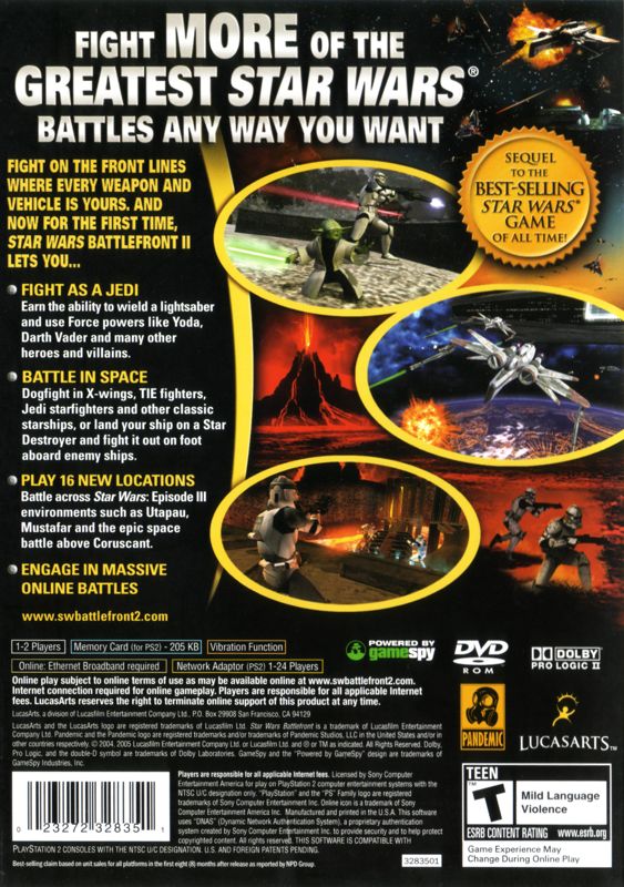 Back Cover for Star Wars: Battlefront II (PlayStation 2)