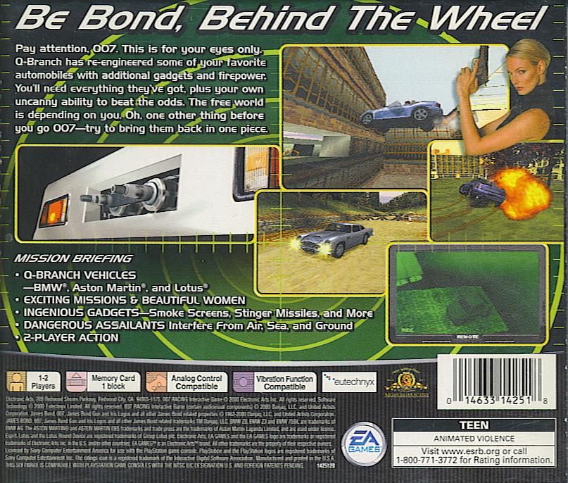Back Cover for 007: Racing (PlayStation)