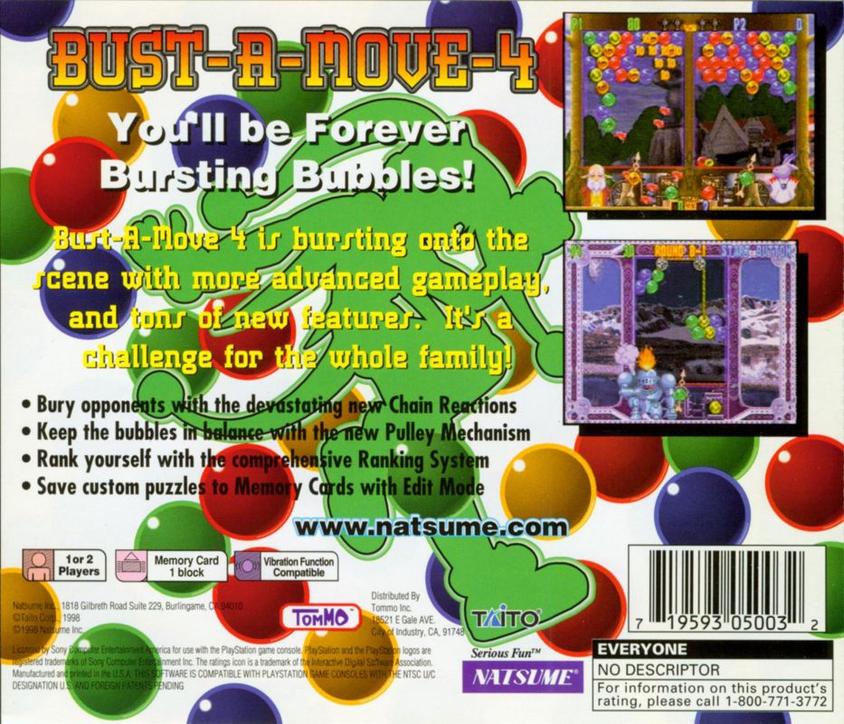 Back Cover for Bust-A-Move 4 (PlayStation)
