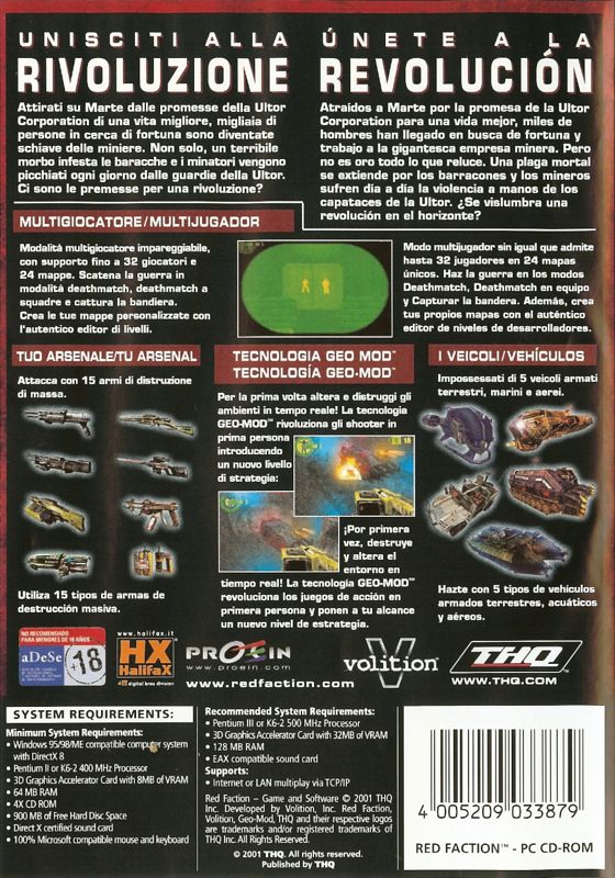 Back Cover for Red Faction (Windows)