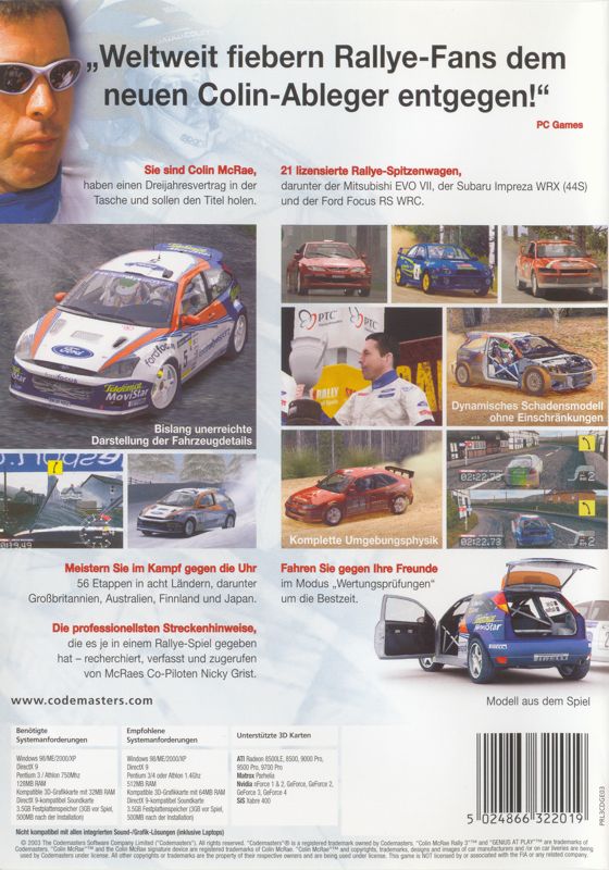 Back Cover for Colin McRae Rally 3 (Windows)