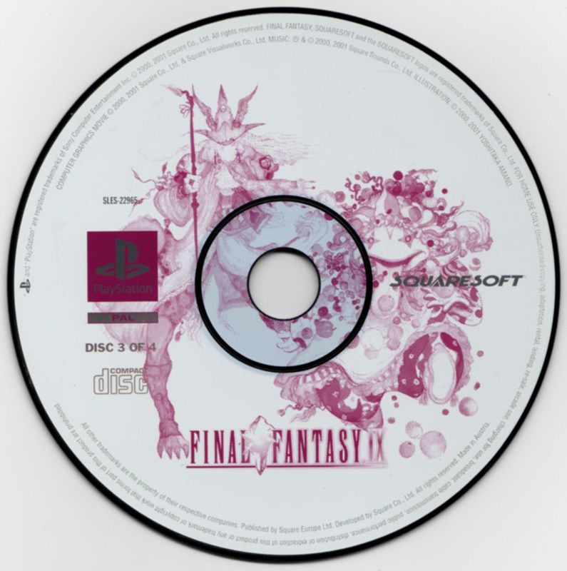 Media for Final Fantasy IX (PlayStation): Disc 3 of 4