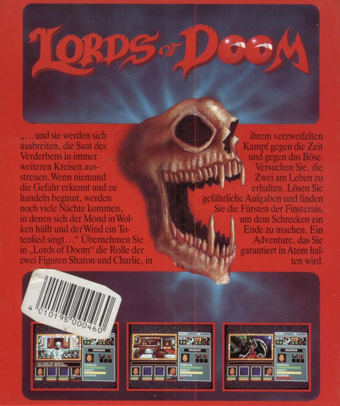 Back Cover for Lords of Doom (Amiga)