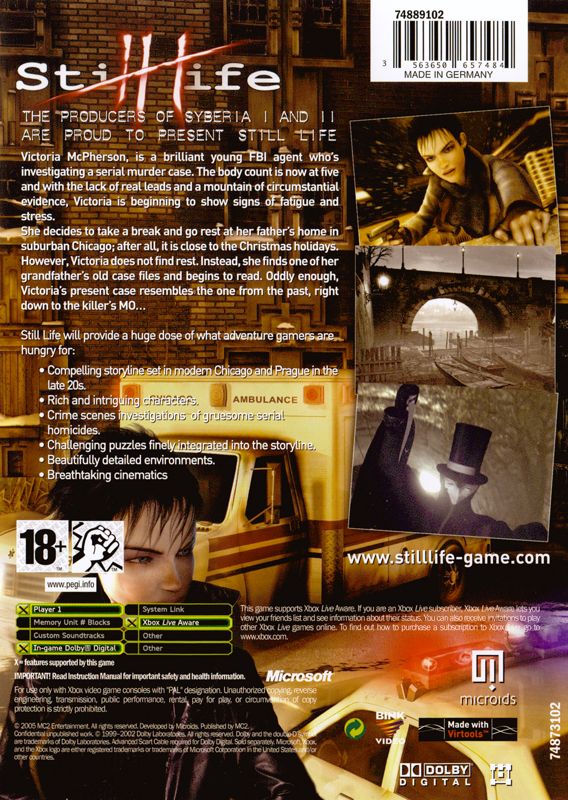 Back Cover for Still Life (Xbox)