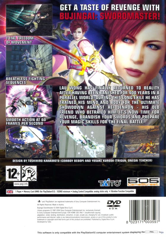 Back Cover for Bujingai: The Forsaken City (PlayStation 2)