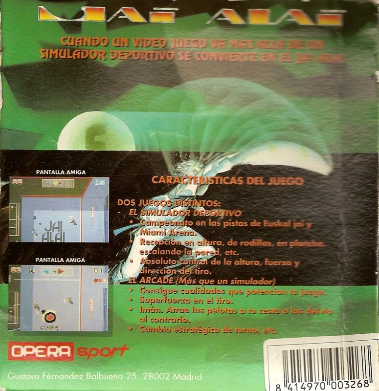 Back Cover for Jai Alai (MSX)