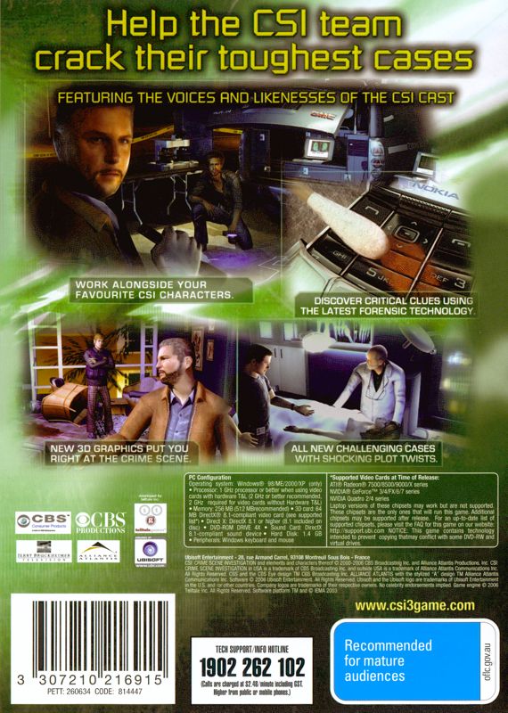Back Cover for CSI: Crime Scene Investigation - 3 Dimensions of Murder (Windows)