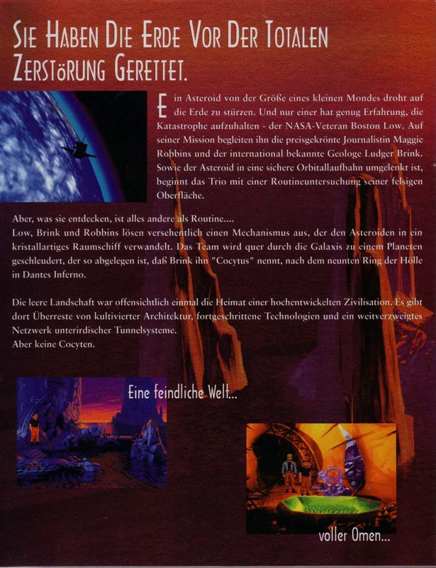 Inside Cover for The Dig (DOS): Left Flap