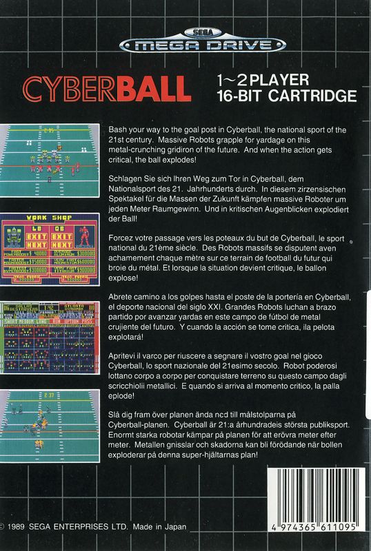Back Cover for Cyberball (Genesis)