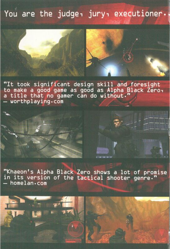 Inside Cover for Alpha Black Zero: Intrepid Protocol (Windows): (Left side)