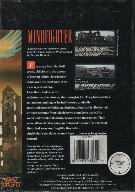 Back Cover for Mindfighter (Commodore 64) (Disk Release)
