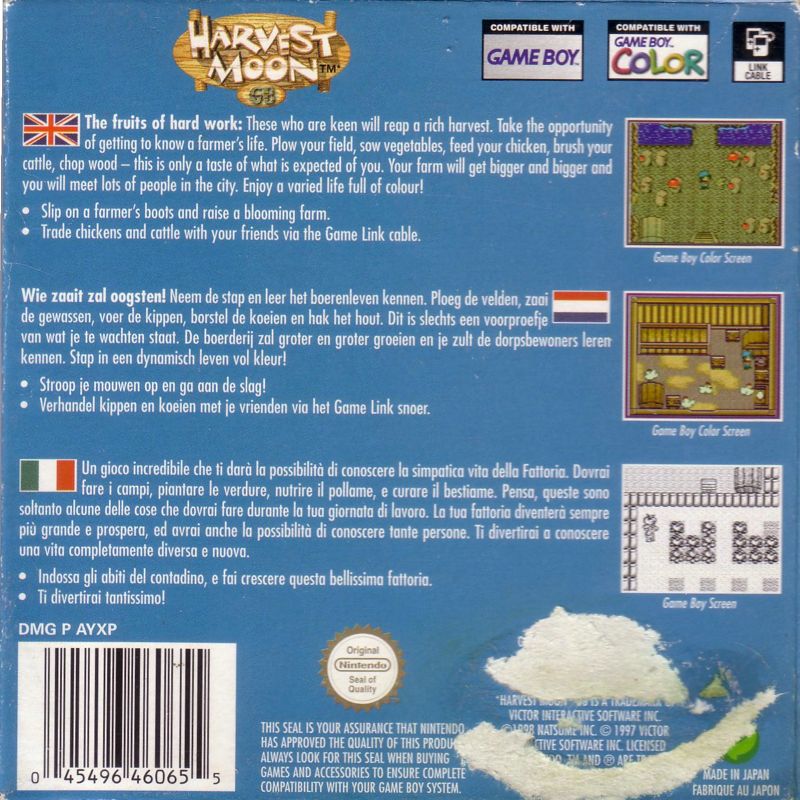 Back Cover for Harvest Moon GB (Game Boy Color)
