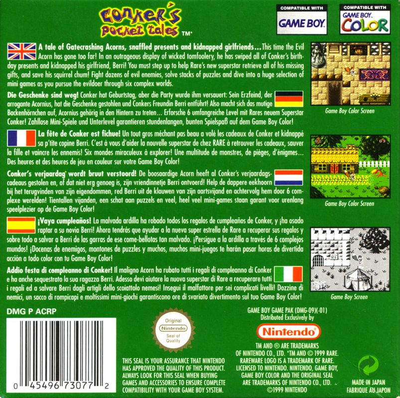Back Cover for Conker's Pocket Tales (Game Boy Color)