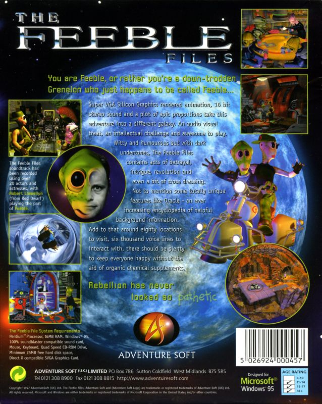 Back Cover for The Feeble Files (Windows) (Limited Edition)
