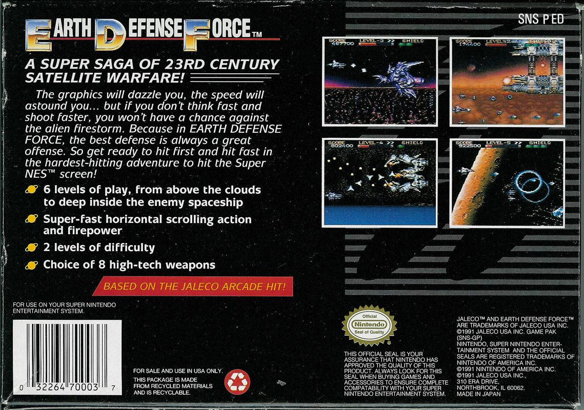 Back Cover for Earth Defense Force (SNES)