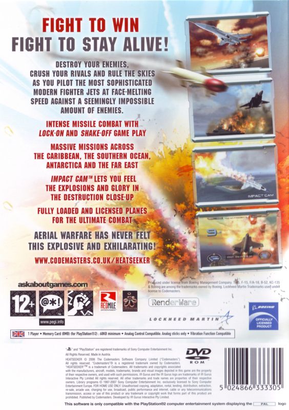 Back Cover for Heatseeker (PlayStation 2)