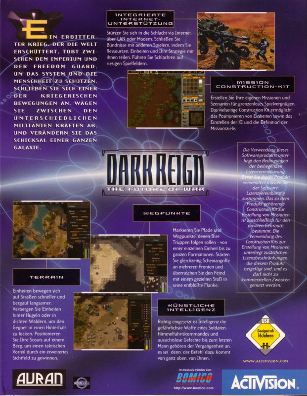 Dark Reign: The Future of War cover or packaging material - MobyGames