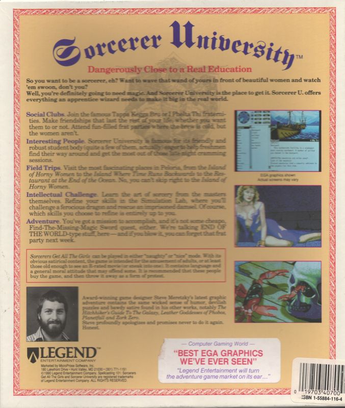 Back Cover for Spellcasting 101: Sorcerers get all the Girls (DOS) (Version 1.1 release)