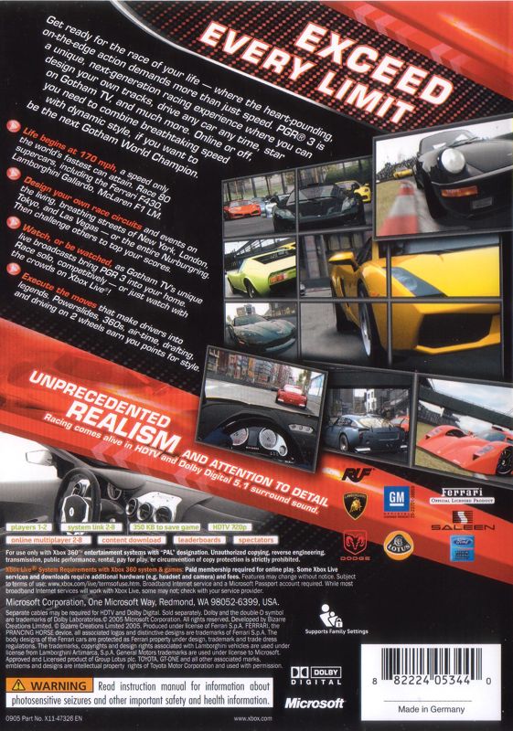 Project Gotham Racing 3 cover or packaging material - MobyGames