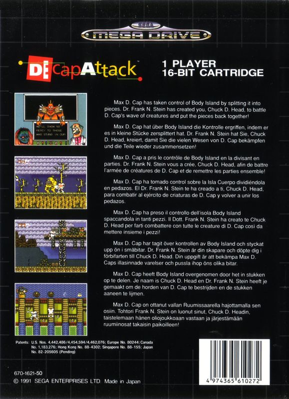 Back Cover for DEcapAttack (Genesis)