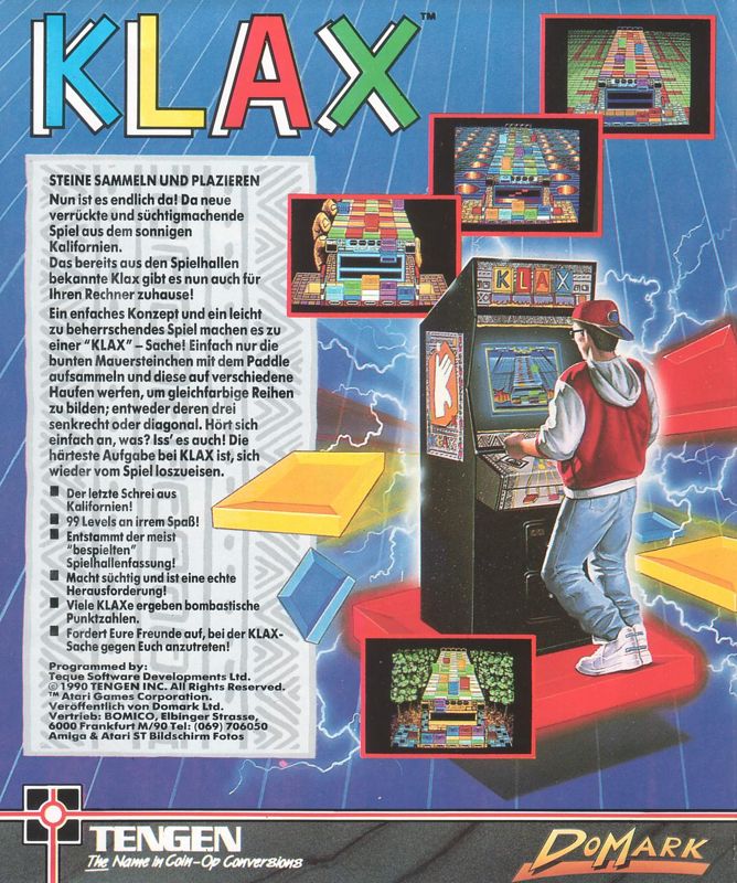 Back Cover for Klax (Atari ST)