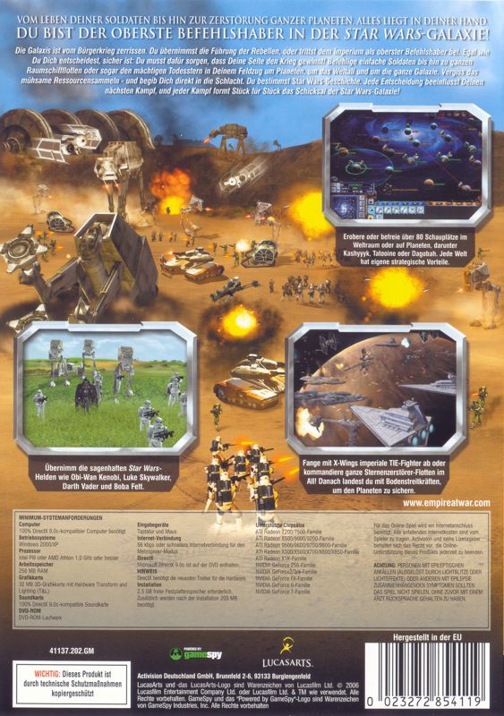 Other for Star Wars: Empire at War (Collector's Edition) (Windows): Keep Case - Back