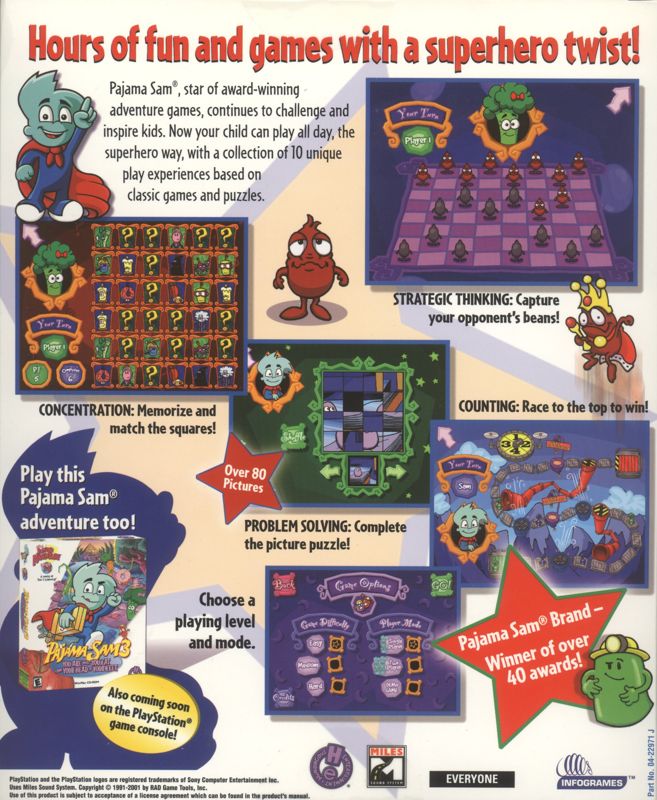Back Cover for Pajama Sam: Games to Play on Any Day (Macintosh and Windows)