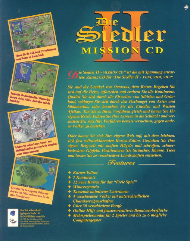 Back Cover for The Settlers II: Mission CD (DOS)