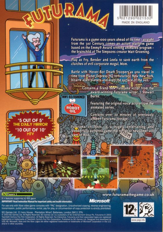 Back Cover for Futurama (Xbox)