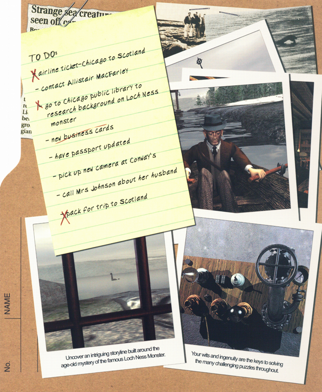 Inside Cover for The Cameron Files: Secret at Loch Ness (Windows) (Original Big Box Release): Left