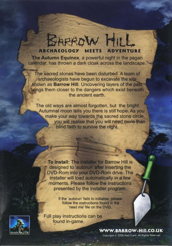 Back Cover for Barrow Hill: Curse of the Ancient Circle (Windows)