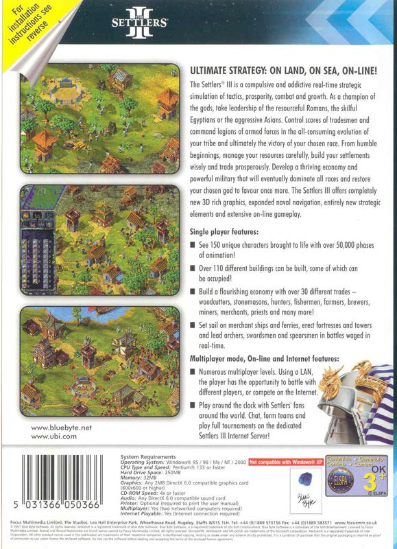 Back Cover for The Settlers III (Windows) (Revival release)