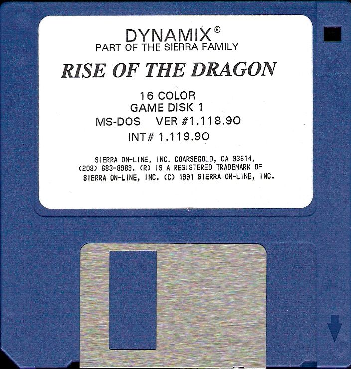 Media for Rise of the Dragon (DOS) (3.5" Disk release (16 Colors version)): Disk 1/5