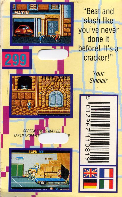 Back Cover for Double Dragon (Commodore 64) (Cassette tape jacket)