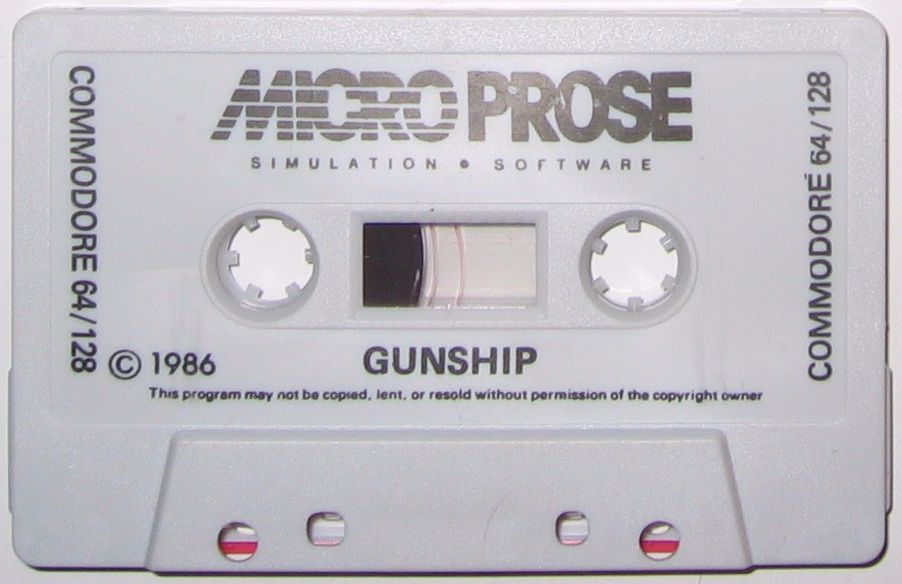 Media for Gunship (Commodore 128 and Commodore 64) (Cassette tape release)