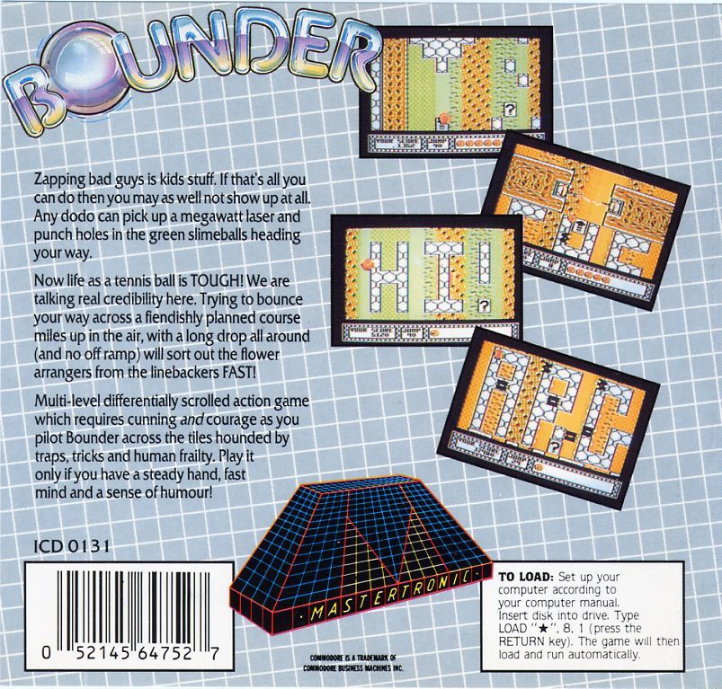 Back Cover for Bounder (Commodore 64)